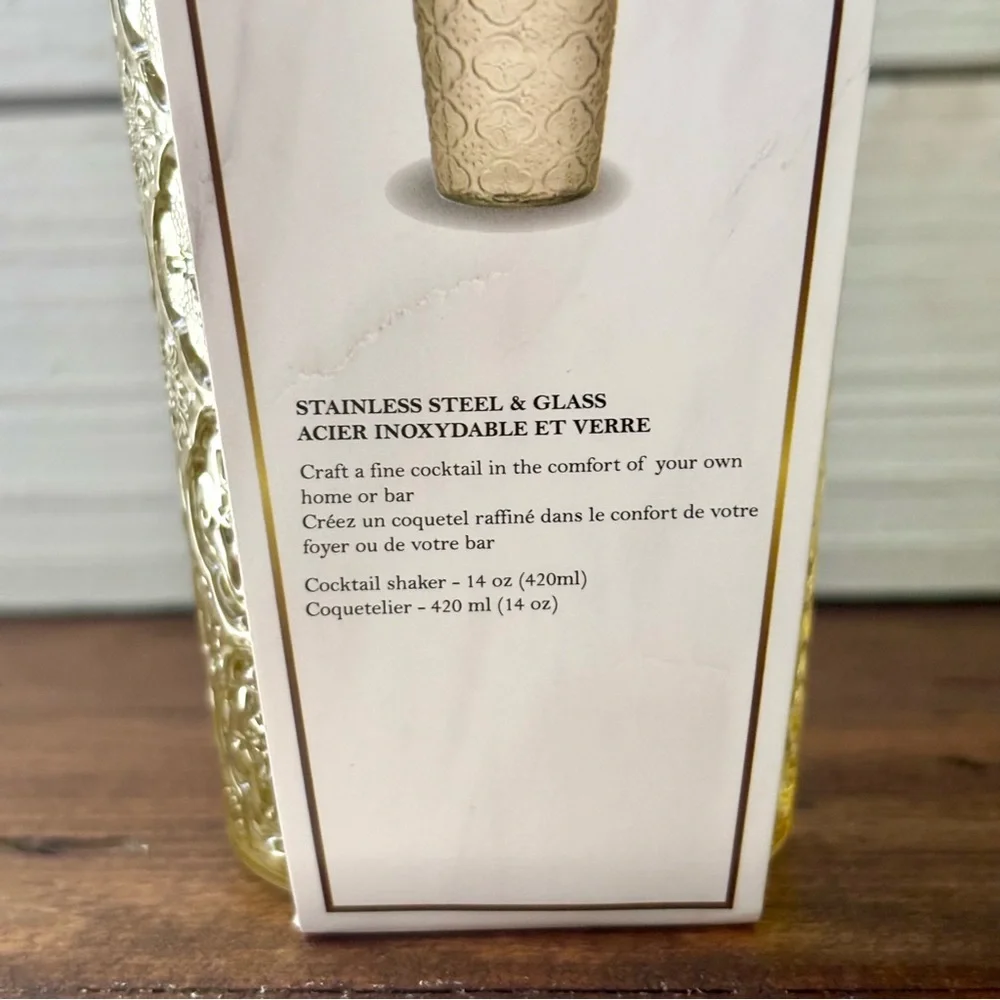 COCKTAIL SHAKER COQUETELIER Stainless Steel & Glass NEW